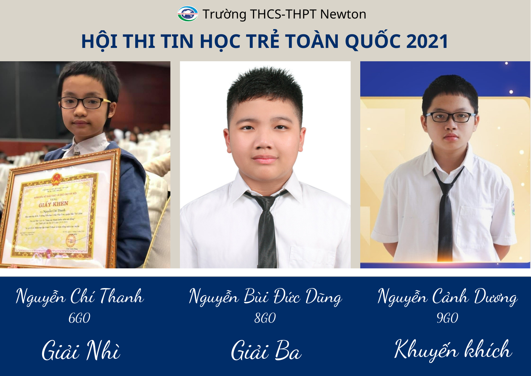 THÀNH TÍCH ĐÁNG TỰ HÀO CỦA HỌC SINH NEWTON TẠI HỘI THI TIN HỌC TRẺ TOÀN QUỐC LẦN THỨ XXVII- 2021.